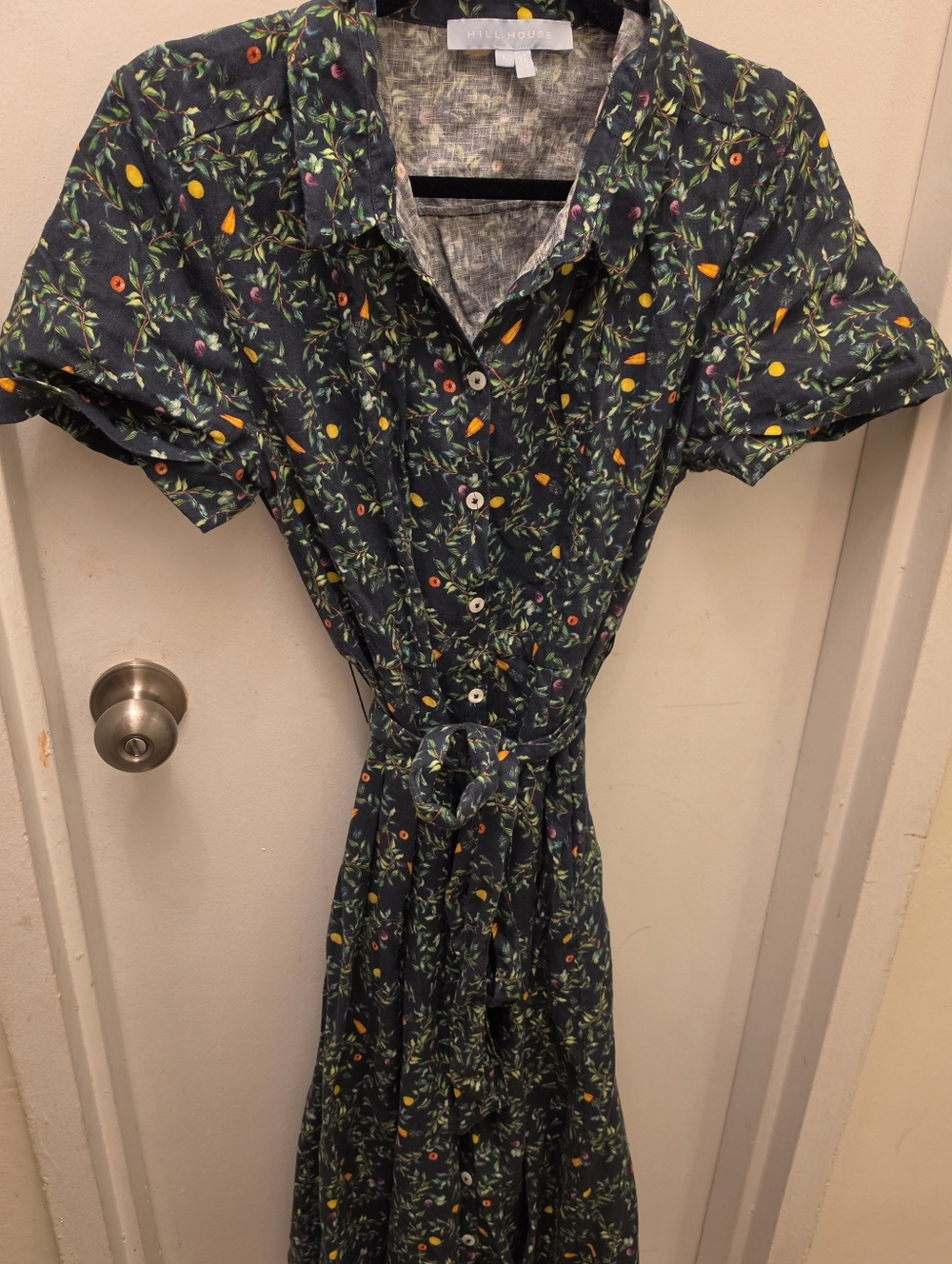 Hill House Linen Laura Dress, Sz L in Midnight Garden